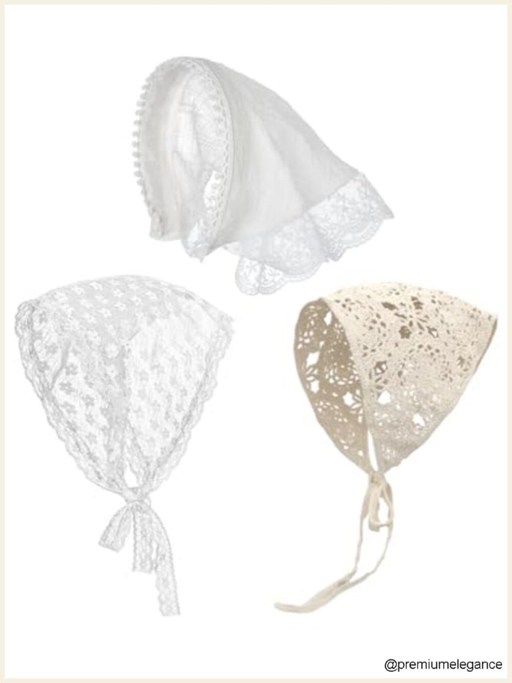 3pc Boho Crochet Lace Head Scarf Women's Bandana Headwrap Tie Hijab Kerchief
